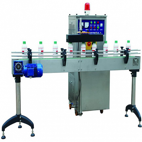 Автоматический индукционный запайщик горловины пластиковой или стеклянной тары полимерно-металлизированным вкладышем. Модель - GLF-2500